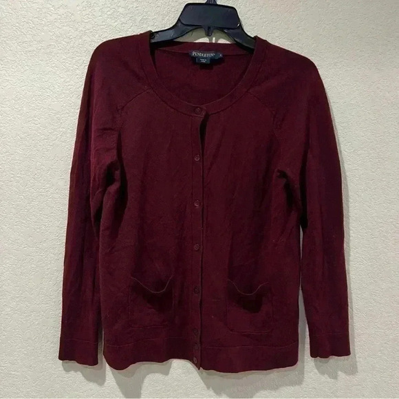 Pendleton Women’s Cardigan Button Up Long Sleeve Sweater Size Small Maroon - Picture 2 of 15